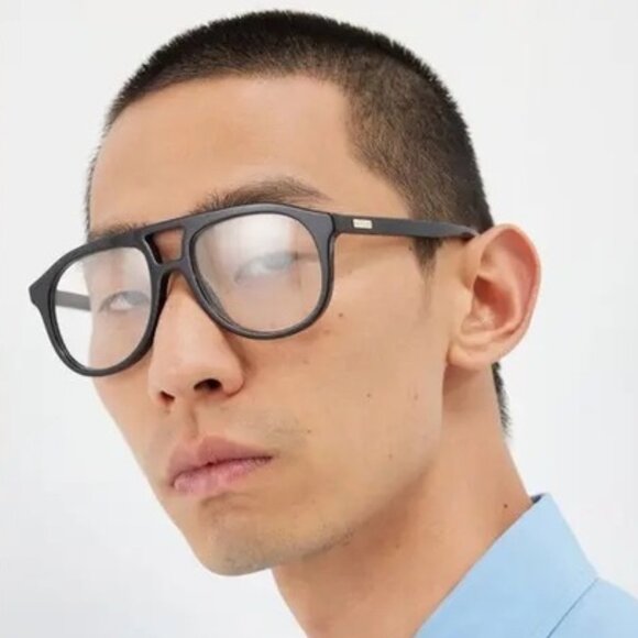 NEW GG1320O 001 GUCCI BLACK PILOT UNISEX GUCCI EYEGLASSES